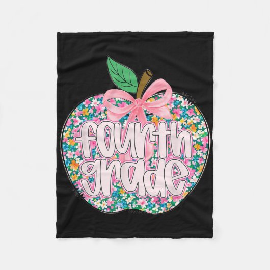 Vrouwen Vierde Klas Lerarenteam Apple Bloemstuk Ru Fleece Deken (Voorkant)