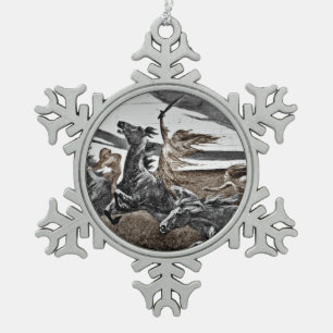 Vrouwen Vikingen in een Storm Tin Sneeuwvlok Ornament