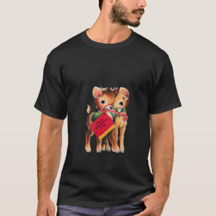 Vrouwen Vintage Kerstmis rendieren geknuffeld oude T-shirt