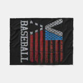 Vrouwen Vlag Amerikaanse Baseball Crossed Bats Bas Fleece Deken (Voorkant (Horizontaal))