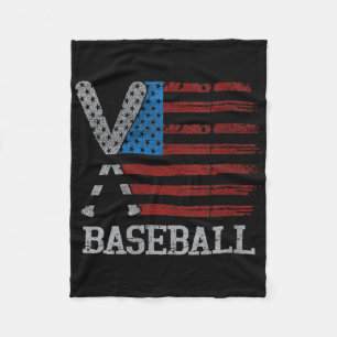 Vrouwen Vlag Amerikaanse Baseball Crossed Bats Bas Fleece Deken