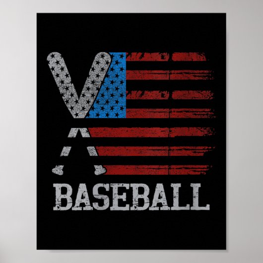 Vrouwen Vlag Amerikaanse Baseball Crossed Bats Bas Poster (Voorkant)