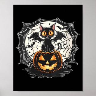 Vrouwen Vleermuis Halloween _ Zwarte Kat Vleermuis Poster