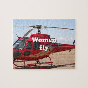 Vrouwen vliegen: rode helikopter legpuzzel
