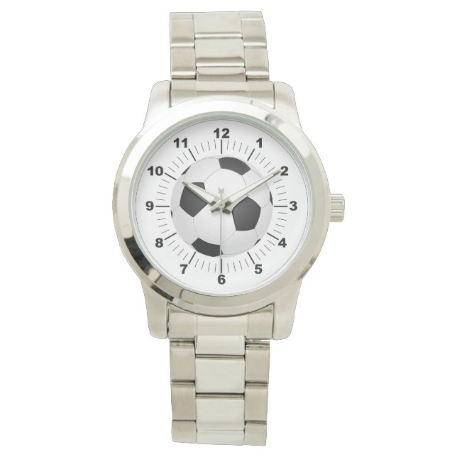 Vrouwen Voetbal Oversized Silver Watch Horloge (Voorkant)