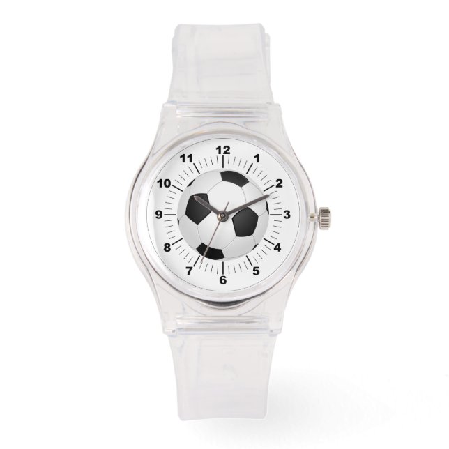 Vrouwen Voetbal Sportief Roze Silicon Horloge (Voorkant)