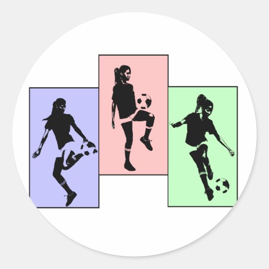 Vrouwen Voetbal Vaardigheden Ronde Sticker (Voorkant)