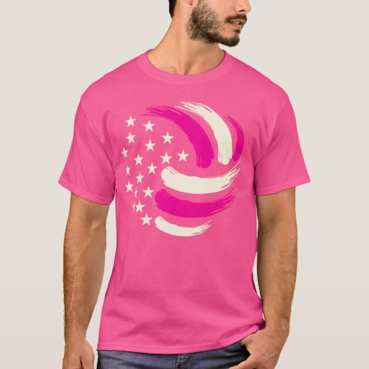 Vrouwen Volleybal Meisjes Amerikaanse Vlag T-shirt (Voorkant)