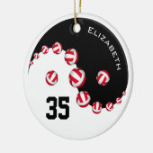 Vrouwen volleybal Yin Yang gepersonaliseerd Keramisch Ornament (Links)