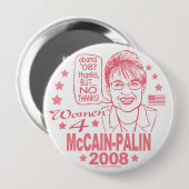 Vrouwen voor McCain Palin 2008 Ronde Button 4,0 Cm (Voorkant /achterkant)