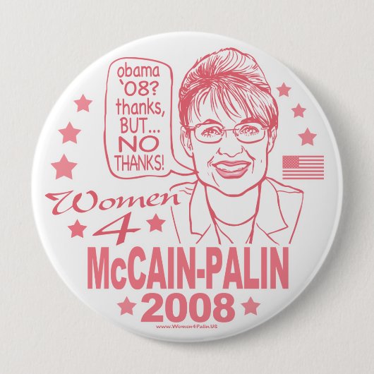 Vrouwen voor McCain Palin 2008 Ronde Button 4,0 Cm (Voorkant)