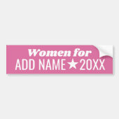 Vrouwen voor uw kandidaat - Roze en Wit Bumpersticker (Voorkant)