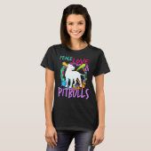 Vrouwen Vrede Liefde En Pitbull Print Pit Bull Lov T-shirt (Voorkant volledig)