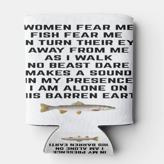 Vrouwen vrezen me, vissen vrezen me blikjeskoeler (Achterkant)