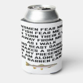 Vrouwen vrezen me, vissen vrezen me blikjeskoeler (Blikje Achterkant)