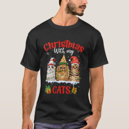 Vrouwen Vrolijk en helder met Katten Kerstmis Met  T-shirt