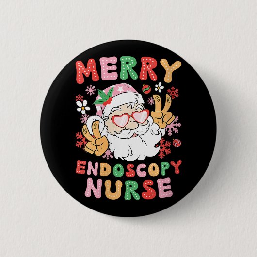 Vrouwen Vrolijk Endoscopie Verpleegster Kerstmis E Ronde Button 5,7 Cm (Voorkant)