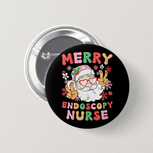 Vrouwen Vrolijk Endoscopie Verpleegster Kerstmis E Ronde Button 5,7 Cm (Voorkant /achterkant)