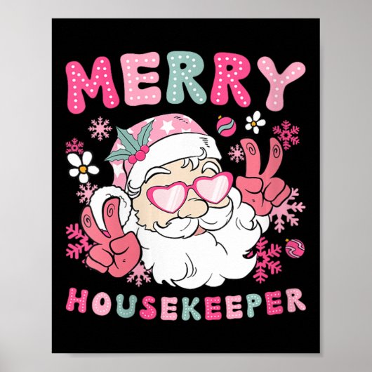 Vrouwen Vrolijk Huishoudster Kerst Huishouding Xm Poster (Voorkant)