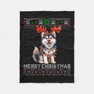Vrouwen Vrolijk Kerstfeest Alaskan Malamute Honden Fleece Deken
