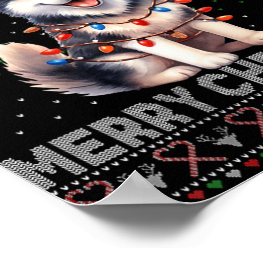 Vrouwen Vrolijk Kerstfeest Alaskan Malamute Honden Poster (Hoek)