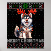 Vrouwen Vrolijk Kerstfeest Alaskan Malamute Honden Poster (Voorkant)
