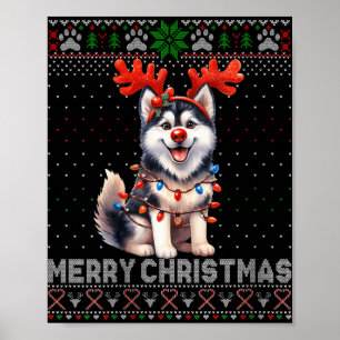 Vrouwen Vrolijk Kerstfeest Alaskan Malamute Honden Poster
