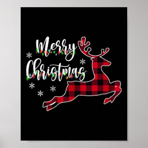 Vrouwen Vrolijk Kerstfeest Rendier Buffalo Plaid R Poster