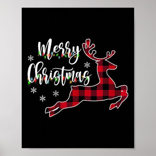Vrouwen Vrolijk Kerstfeest Rendier Buffalo Plaid R Poster (Voorkant)