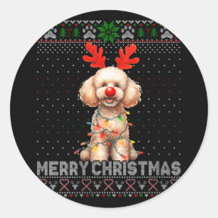 Vrouwen Vrolijk Kerstpoedel Hondenliefhebber Lelij Ronde Sticker