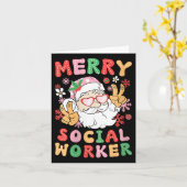 Vrouwen Vrolijk Maatschappelijk Werker Kerst Maats Kaart (Gele Bloem)