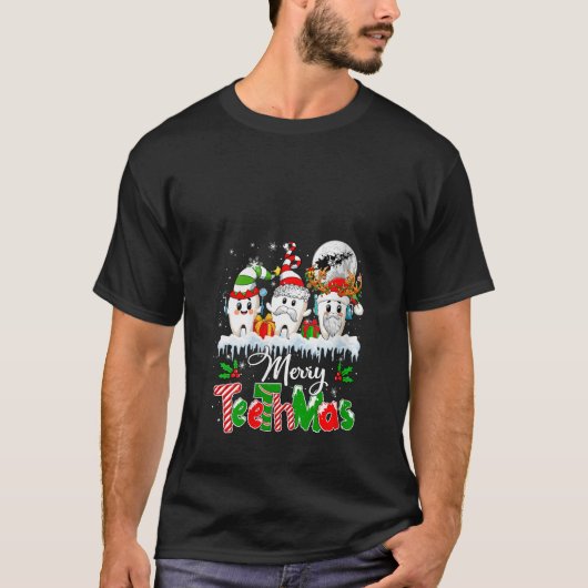 Vrouwen Vrolijk Teethmas Kerstmis Drie Santa Elf R T-shirt (Voorkant)