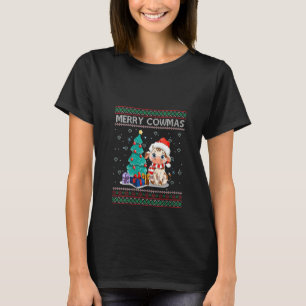 Vrouwen Vrolijke Cowmas Grappig Dier Lelijke Kerst T-shirt