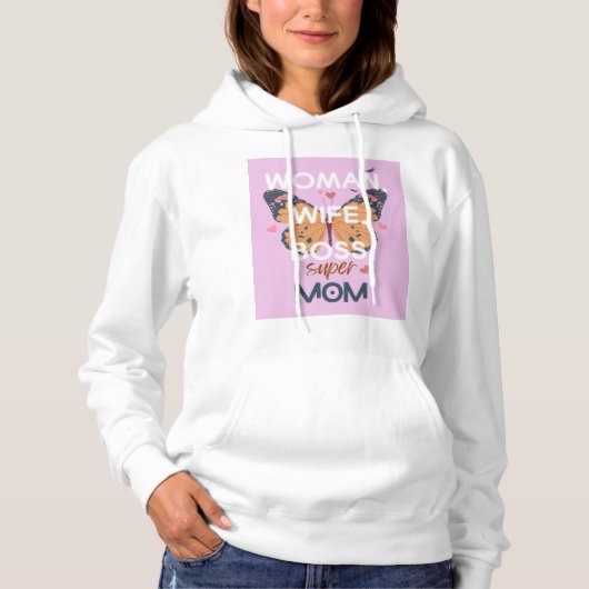 Vrouwen, vrouw, baas, super mam hoodie (Voorkant)