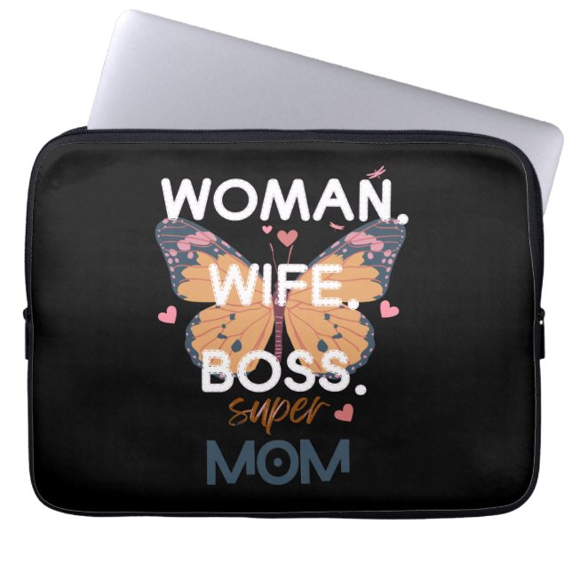 Vrouwen, vrouw, baas, super mam laptop sleeve (Voorkant)