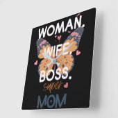 Vrouwen, vrouw, baas, super mam vierkante klok (Hoek)