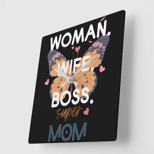 Vrouwen, vrouw, baas, super mam vierkante klok (Hoek)