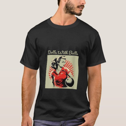Vrouwen Vrouw Poppen met Ballen Retro Matc T-shirt (Voorkant)