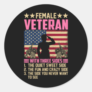 Vrouwen Vrouwen Veteraan Soldaat Trots Vrouw Veter Ronde Sticker