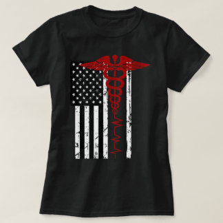 Vrouwen VS Vlag Medisch Symbool Zwart Patriottisch T-shirt