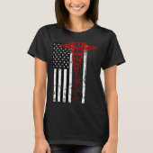 Vrouwen VS Vlag Medisch Symbool Zwart Patriottisch T-shirt (Voorkant)