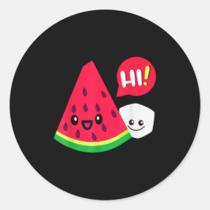 Vrouwen Watermeloen Suiker Hi Funny Gezegde Hi Sum Ronde Sticker