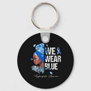 Vrouwen We Draag Blue Hydrocephalus Awareness Sleutelhanger