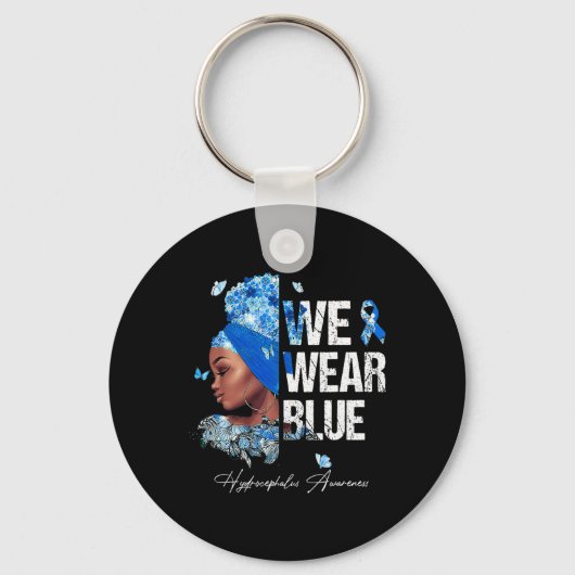 Vrouwen We Draag Blue Hydrocephalus Awareness Sleutelhanger (Voorkant)