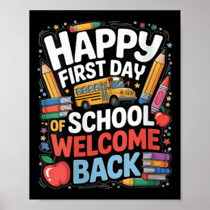 Vrouwen Welkom Terug Op School Gelukkig Eerste Dag Poster