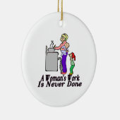 Vrouwen werken nooit. keramisch ornament (Rechts)