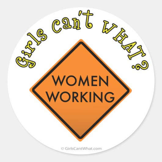 Vrouwen werken verkeersbord ronde sticker (Voorkant)