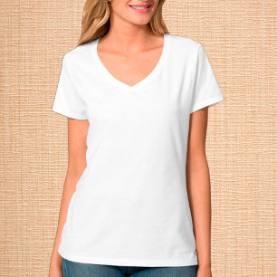 Vrouwen White V-Neck T-Shirt / Aanpassen