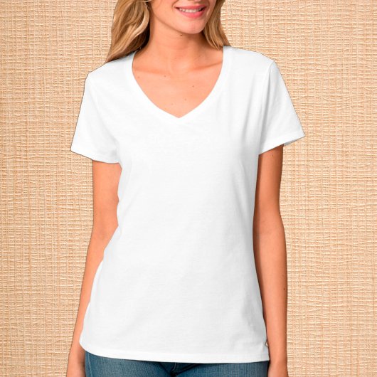 Vrouwen White V-Neck T-Shirt / Aanpassen