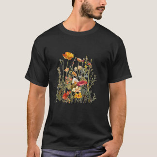 Vrouwen Wildflower Boeket Botanische Bloemen Vinta T-shirt